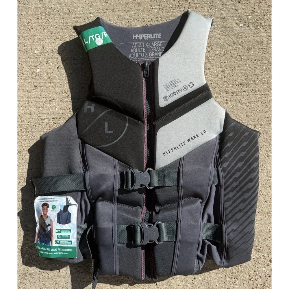 Hyperlite Men's Life Vest Ski-Fishing Jacket Grey XL CGA NWT Lake Ready